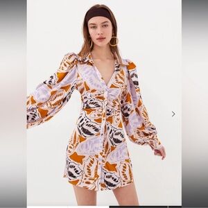 For Love And Lemons Orange and Purple Mini Dress